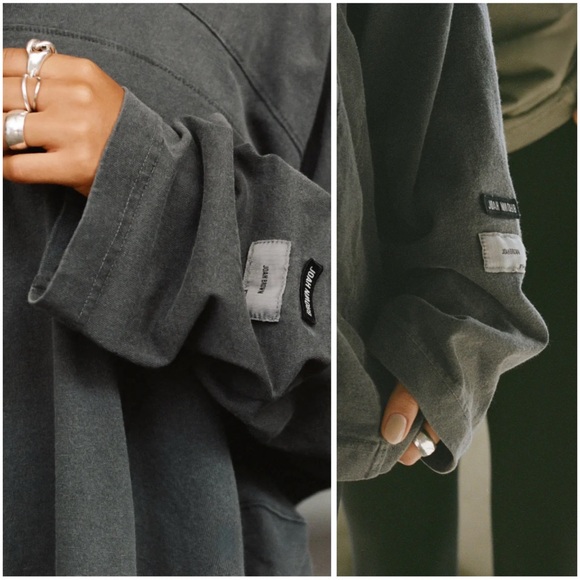 JOAH BROWN Vintage Panel Oversize LS Charcoal Necklace Shirt XS NWT - Picture 5 of 16